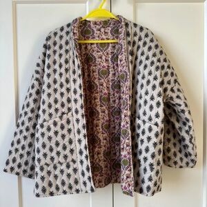 Chic Black and White Patterned Teddy Jacket